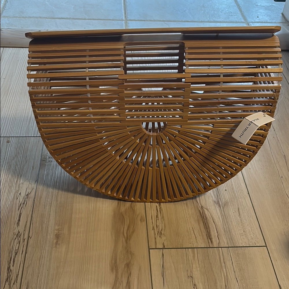 Natural Bamboo Half-Moon Basket handbag